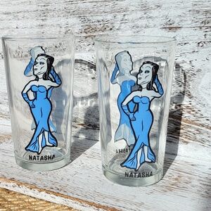 Natasha Fatale 5 inch tall Collector Series Pepsi Glasses Set of 2 1976